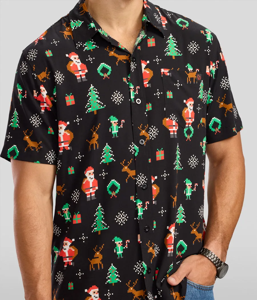 Men's 8-Bit Santa Button Down Shirt sold by Tipsy Elves product image thumbnail 4
