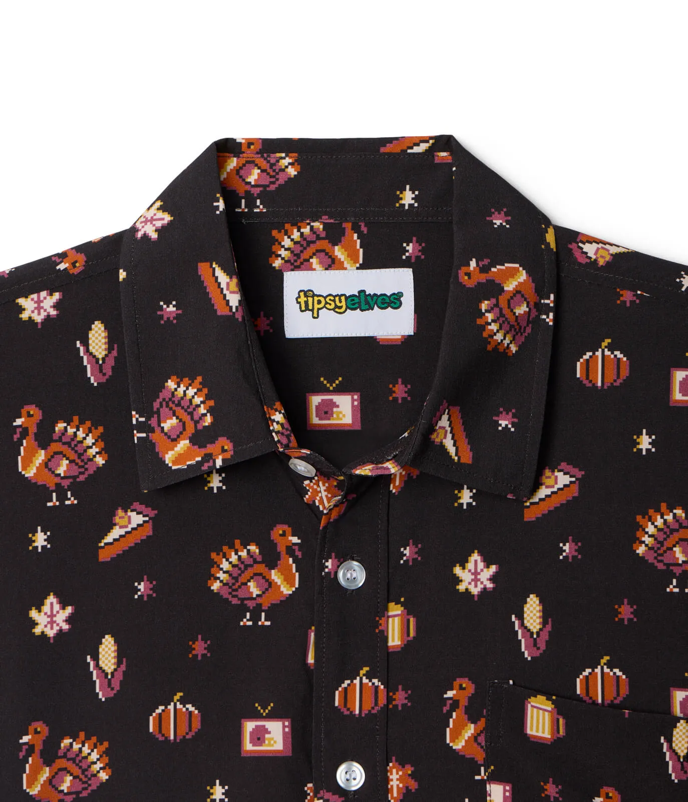 Men's 8-Bit Turkey Button Down Shirt sold by Tipsy Elves product image thumbnail 4
