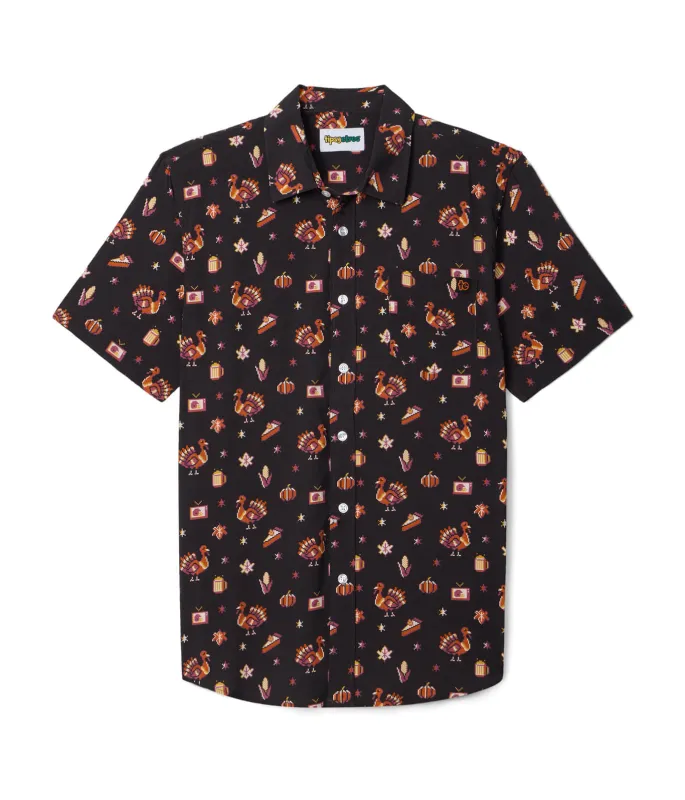 Men's 8-Bit Turkey Button Down Shirt sold by Tipsy Elves