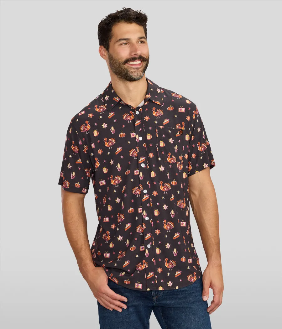 Men's 8-Bit Turkey Button Down Shirt sold by Tipsy Elves product image thumbnail 2