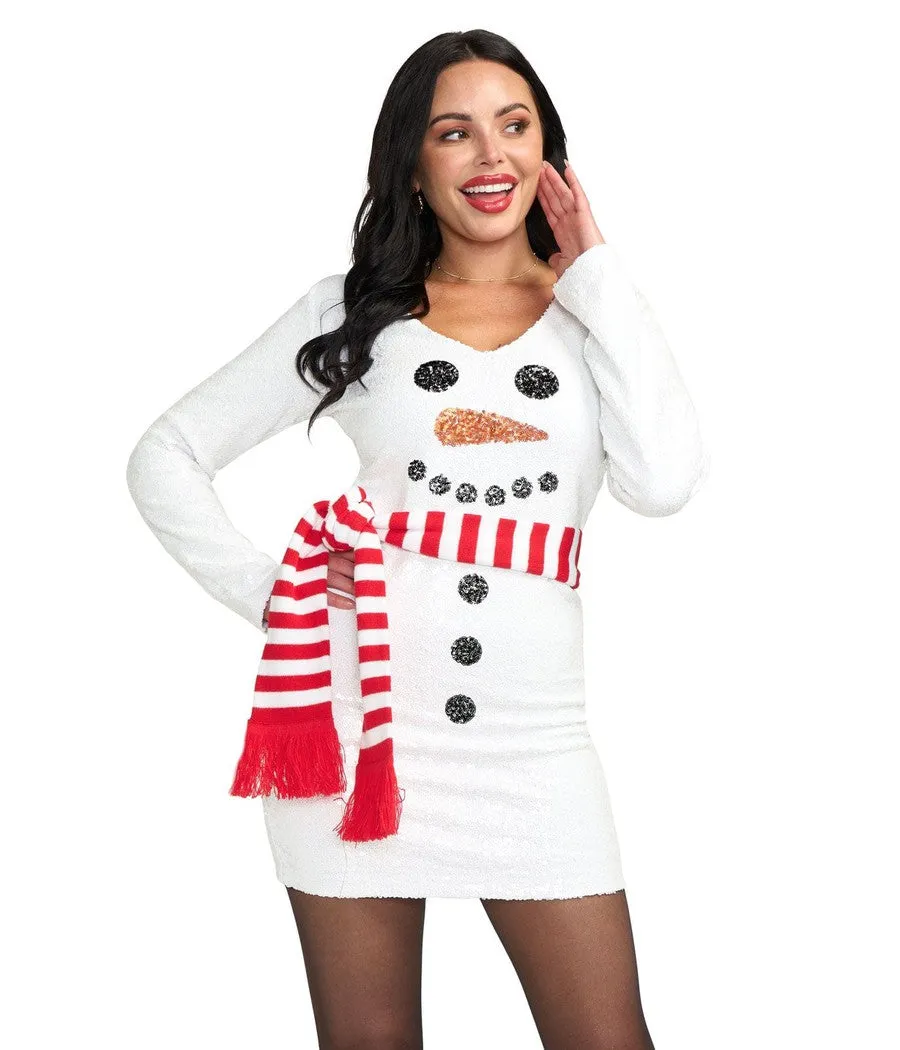 Women's Snowman Scarf Sequin Dress sold by Tipsy Elves product image thumbnail 2