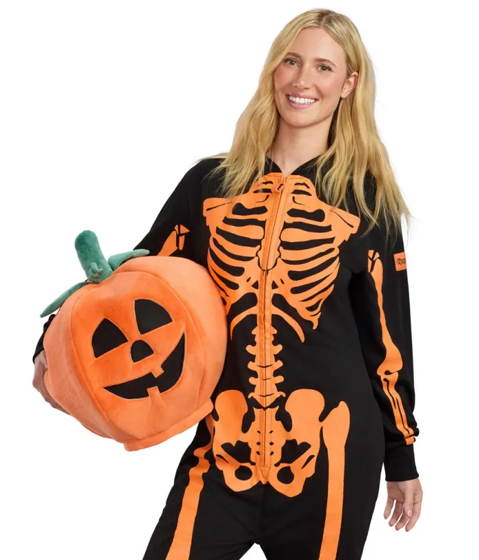 Women's Pumpkin Head Skeleton Costume sold by Tipsy Elves
