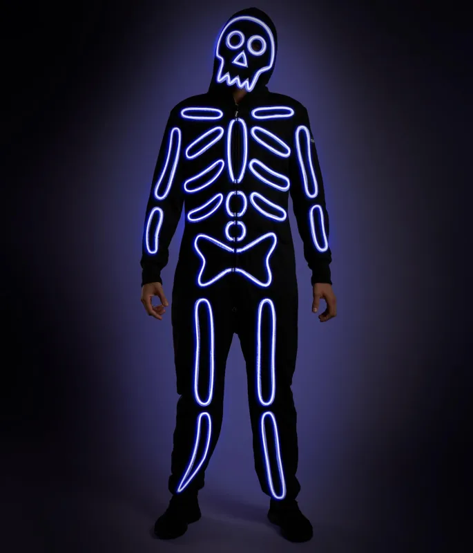 Men's Neon LED Light Up Skeleton Costume made by Tipsy Elves