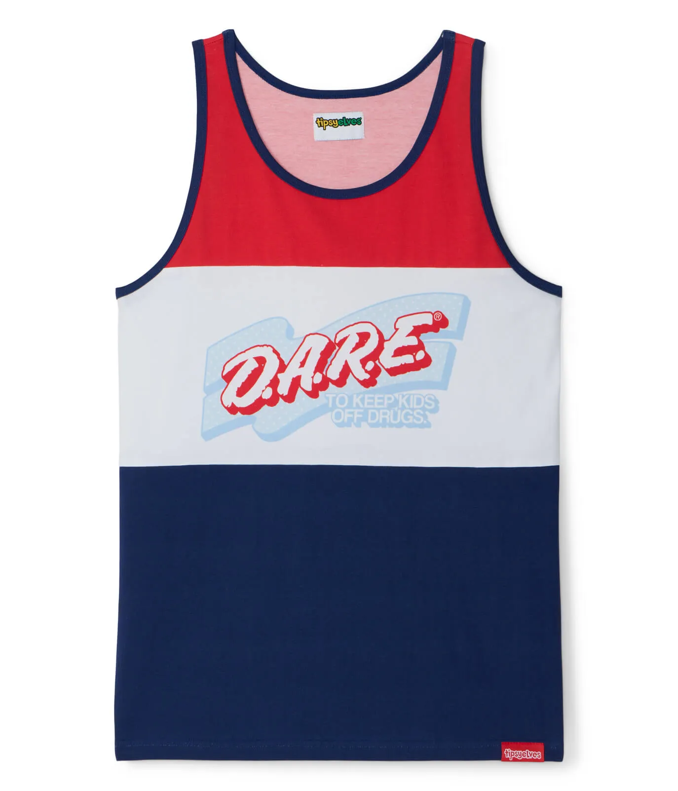 Men's Declaration of DARE Tank Top (Blue) sold by Tipsy Elves