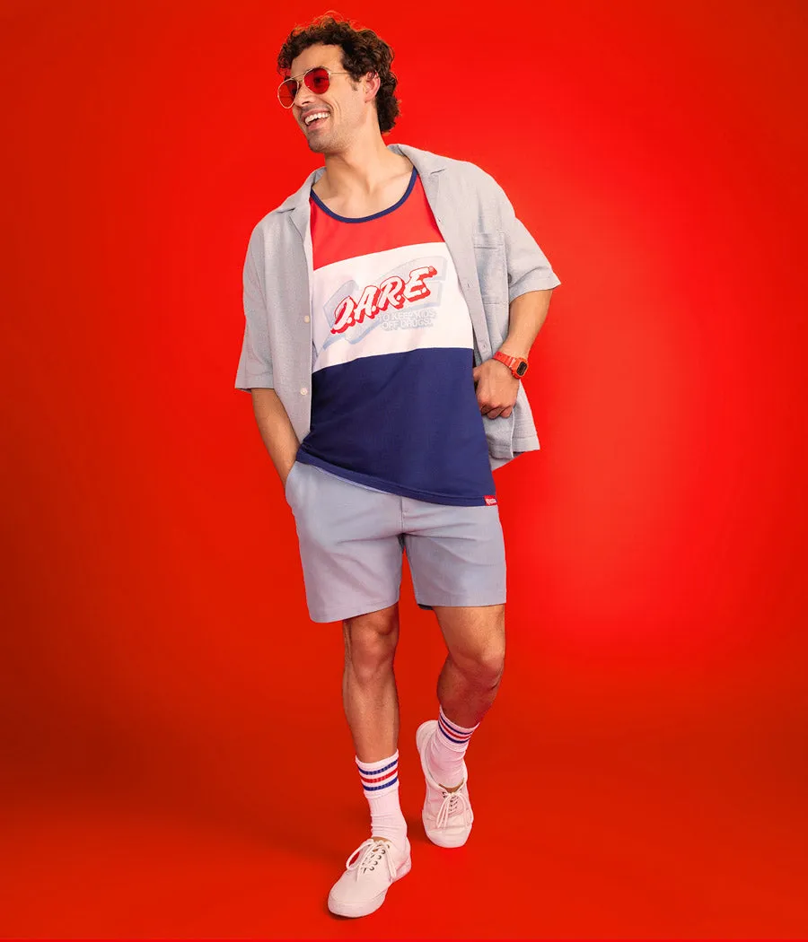Men's Declaration of DARE Tank Top (Blue) sold by Tipsy Elves product image thumbnail 5