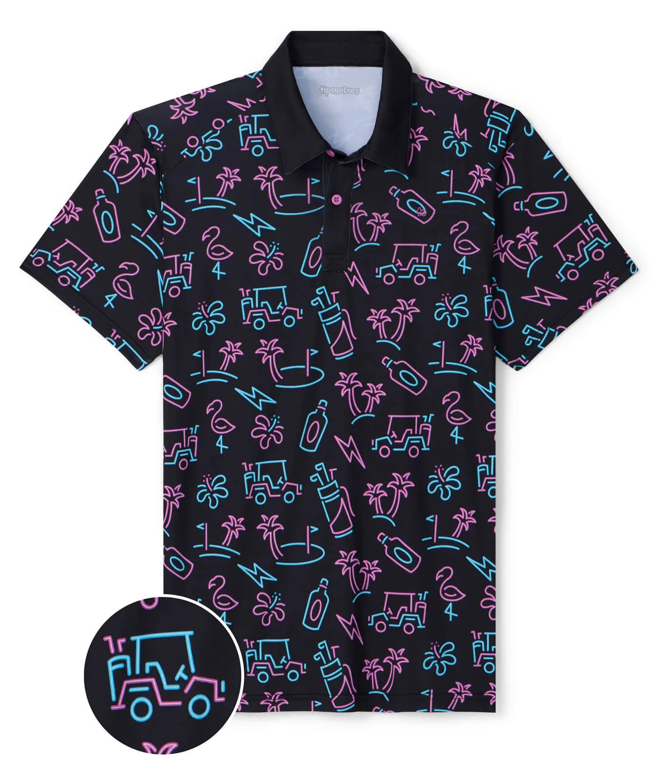 Men's Glowing Game Golf Polo sold by Tipsy Elves