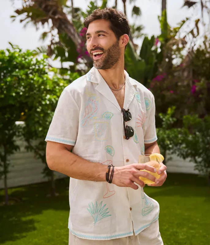 Men's Tequilin' Time Linen Cabana Shirt made by Tipsy Elves