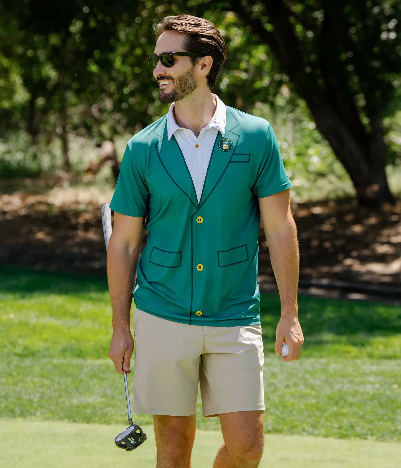 Men's Green Blazer Golf Polo sold by Tipsy Elves