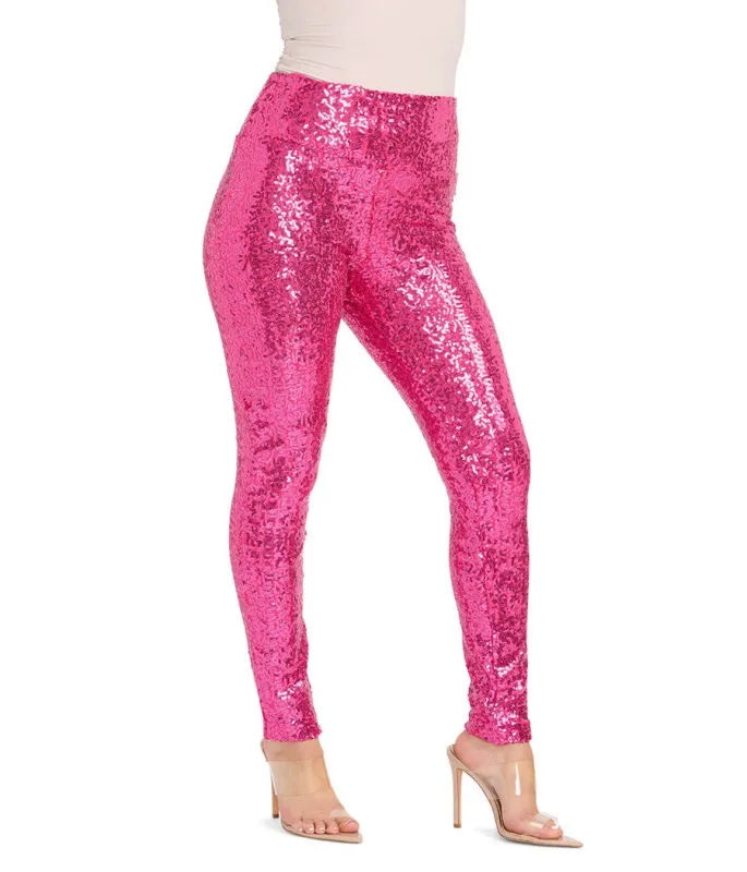 Pink Sequin High Waisted Leggings sold by Tipsy Elves