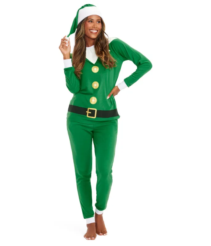 Women's Elf Crew Neck Pajama Set made by Tipsy Elves