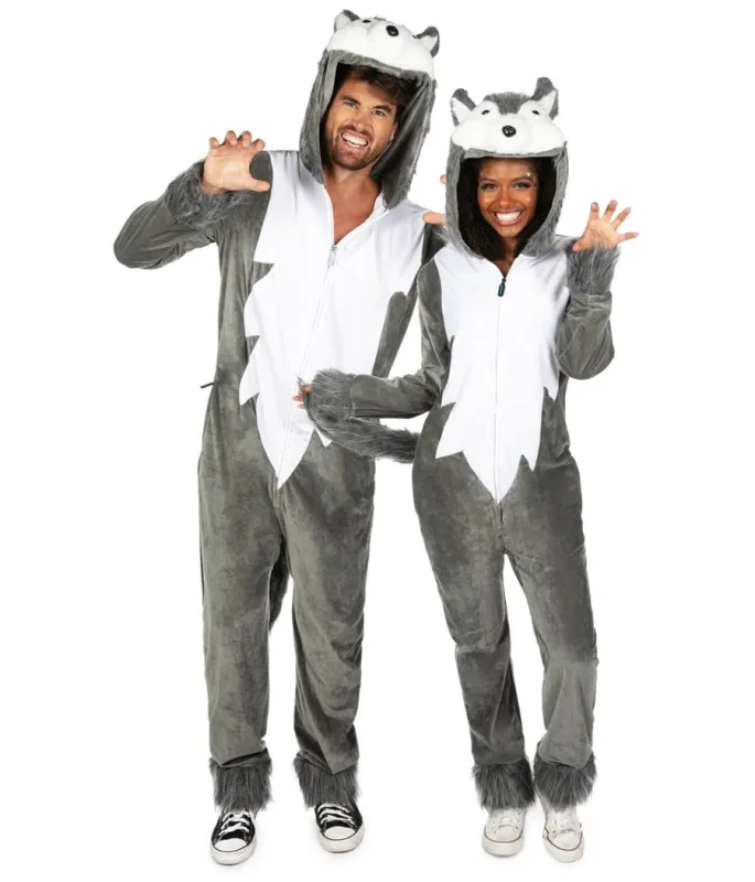 Matching Wolf Couples Costumes sold by Tipsy Elves