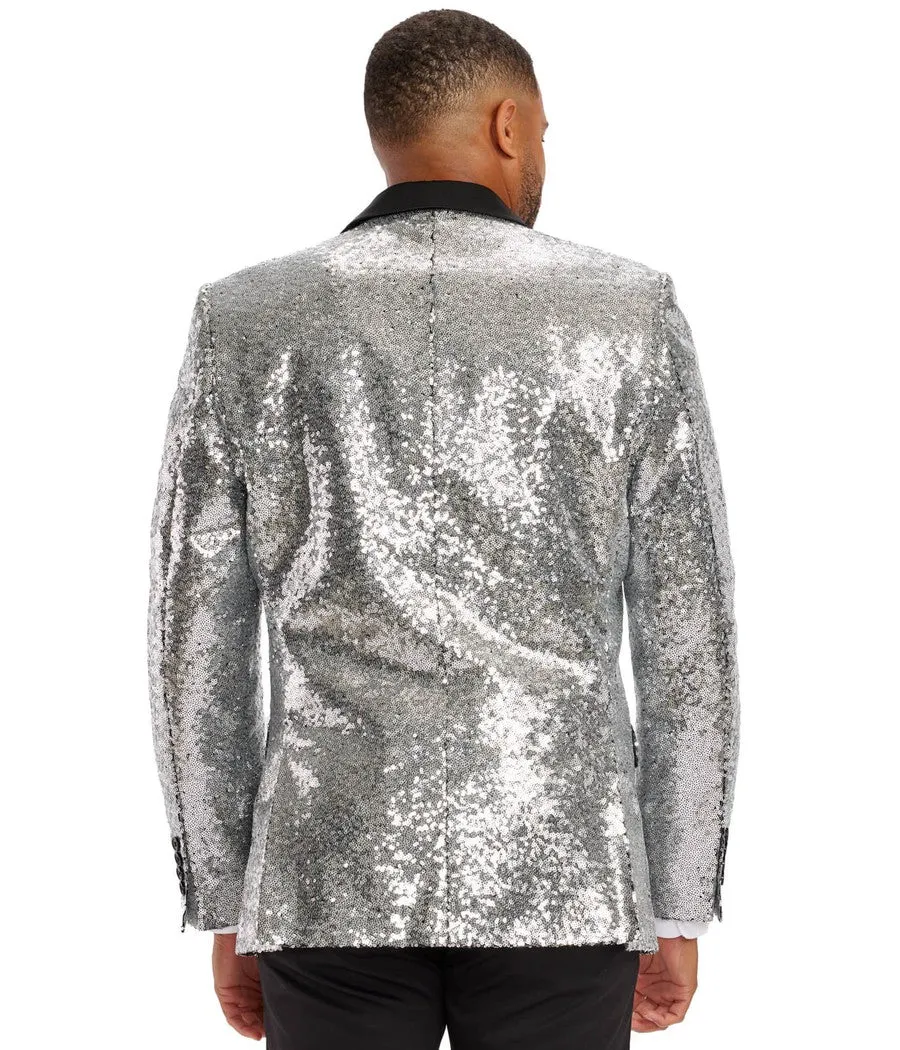 Men's Silver Sequin Blazer sold by Tipsy Elves product image thumbnail 3