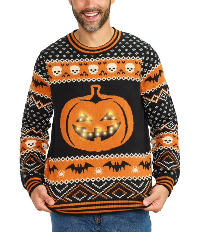 Men's Pumpkin Light Up Sweater sold by Tipsy Elves