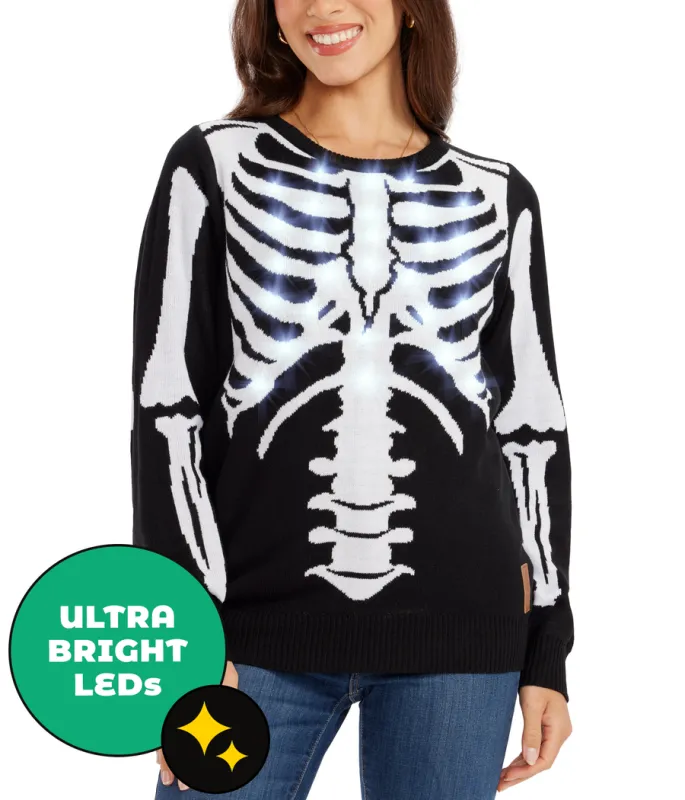 Women's Skeleton Light Up Sweater sold by Tipsy Elves