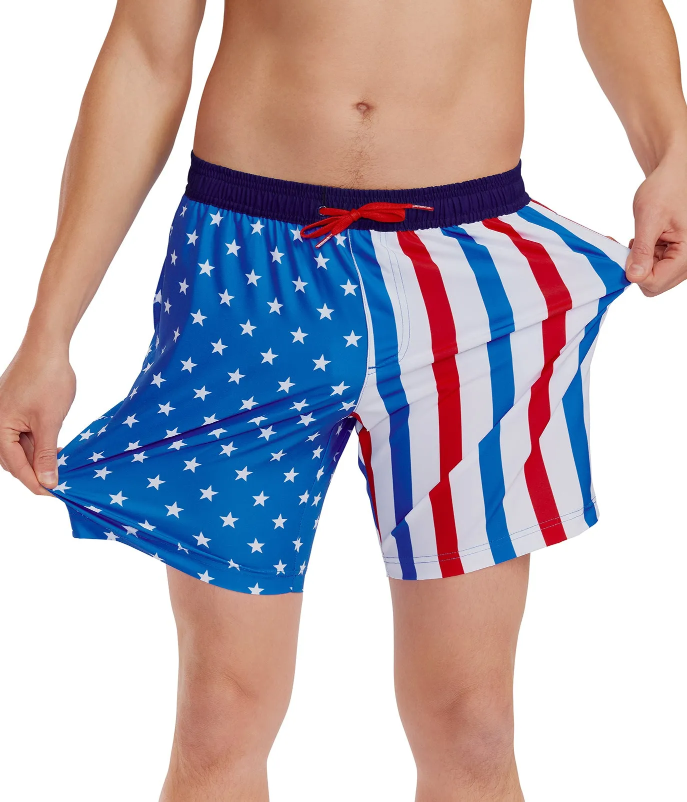 United Stripes Stretch Swim Trunks - 7.5" Inseam sold by Tipsy Elves product image thumbnail 4