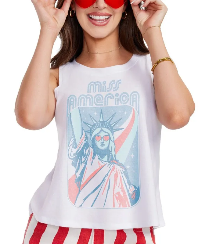Women's Miss America Cropped Tank Top sold by Tipsy Elves
