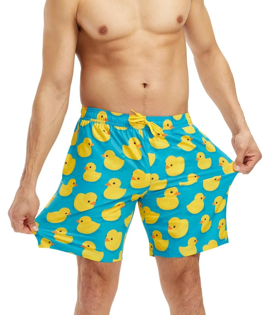Rubber Ducky Stretch Swim Trunks With Liner - 7.5" Inseam sold by Tipsy Elves product image thumbnail 3