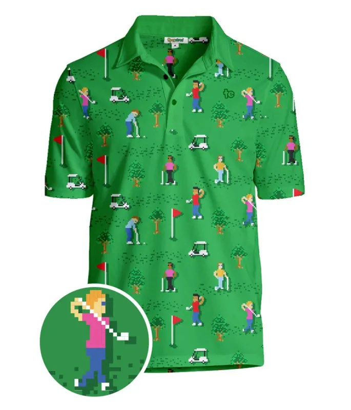 Men's 8-Bit Birdie Golf Polo sold by Tipsy Elves