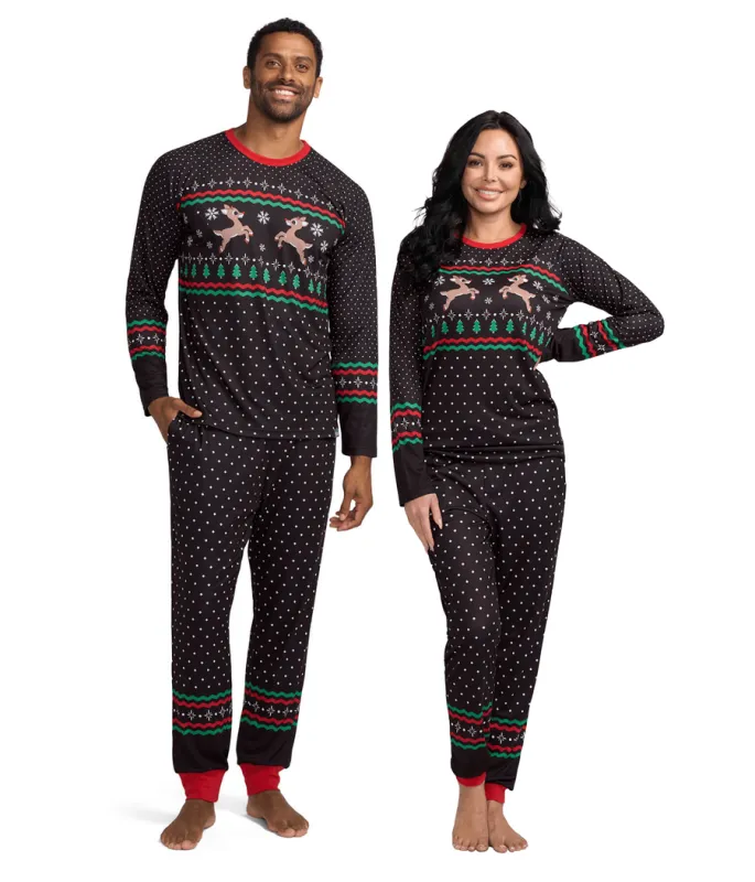 Matching Fair Isle Rudolph Couples Pajamas sold by Tipsy Elves