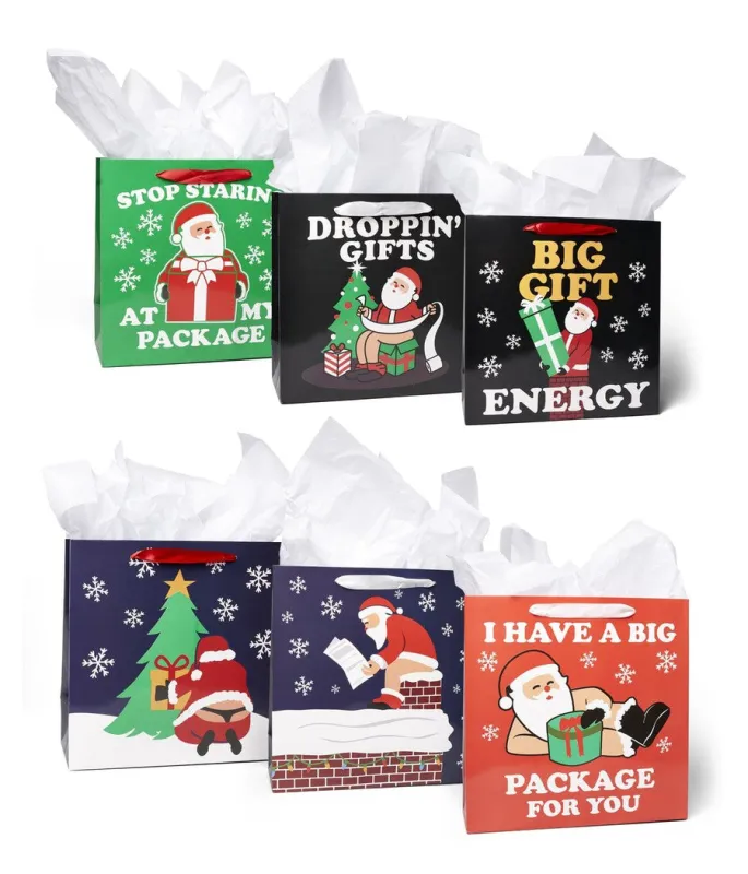 Naughty Santa Gift Bags - Set of 6 made by Tipsy Elves