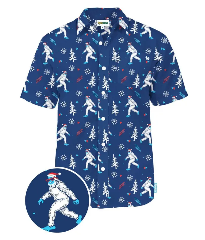 Men's Yuletide Yeti Button Down Shirt sold by Tipsy Elves