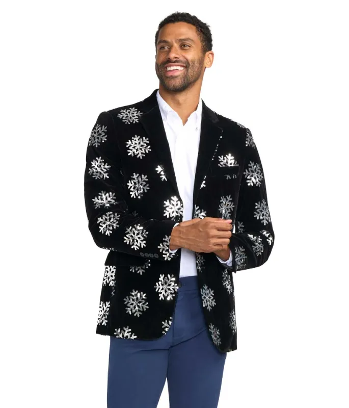 Men's Sequined Snowflake Velvet Blazer sold by Tipsy Elves