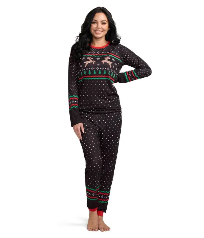 Women's Fair Isle Rudolph Crew Neck Pajama Set sold by Tipsy Elves