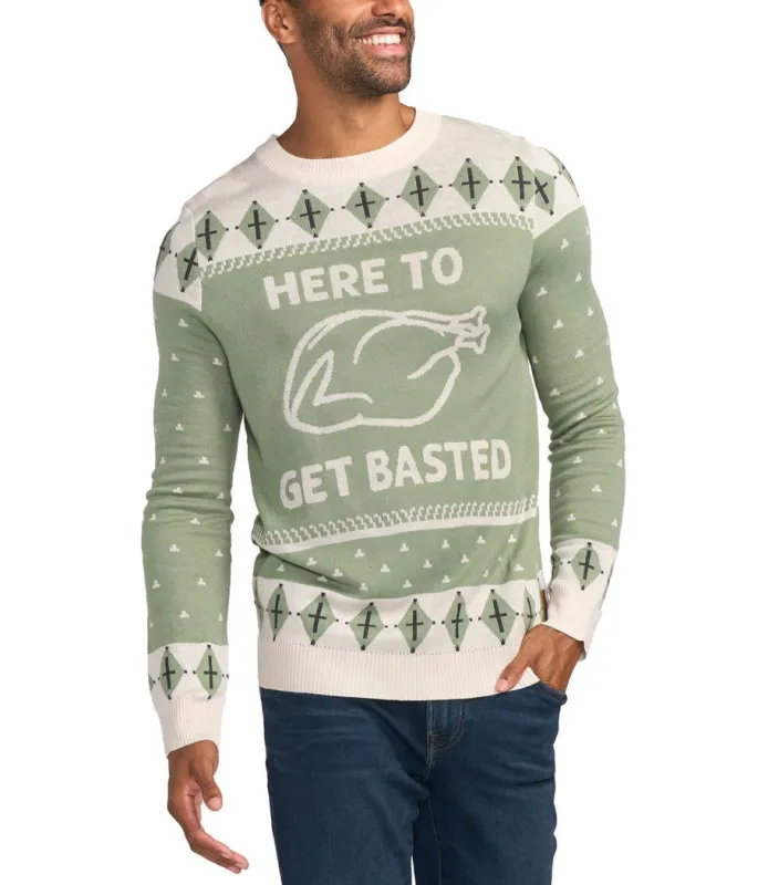 Men's Here To Get Basted Sweater made by Tipsy Elves