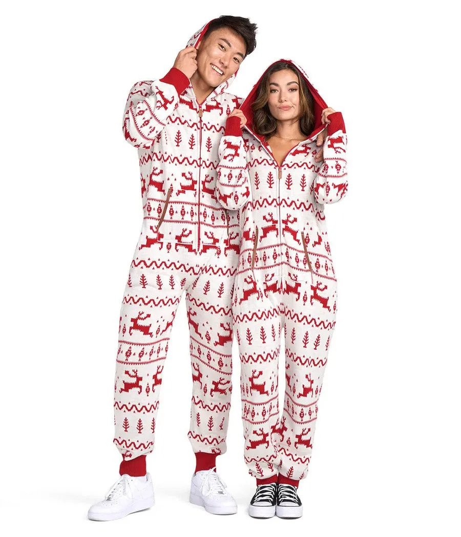 Women's Red and White Fair Isle Knit Jumpsuit sold by Tipsy Elves product image thumbnail 5