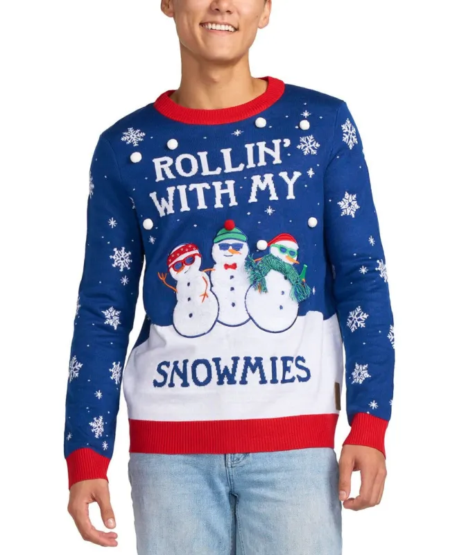 Men's Rollin' With My Snowmies Ugly Christmas Sweater made by Tipsy Elves