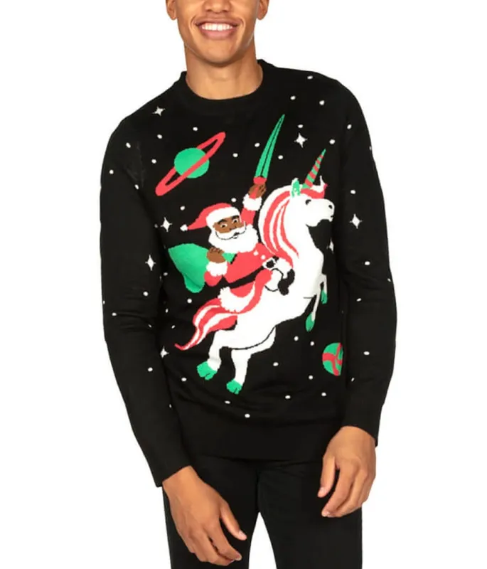 Men's Santa Unicorn Ugly Christmas Sweater sold by Tipsy Elves
