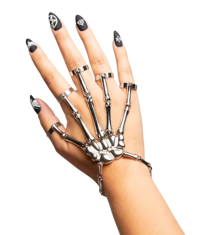 Silver Skeleton Finger Bracelet sold by Tipsy Elves