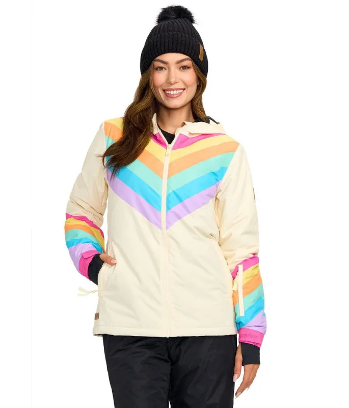 Women's Retro Rainbow Snow Jacket made by Tipsy Elves
