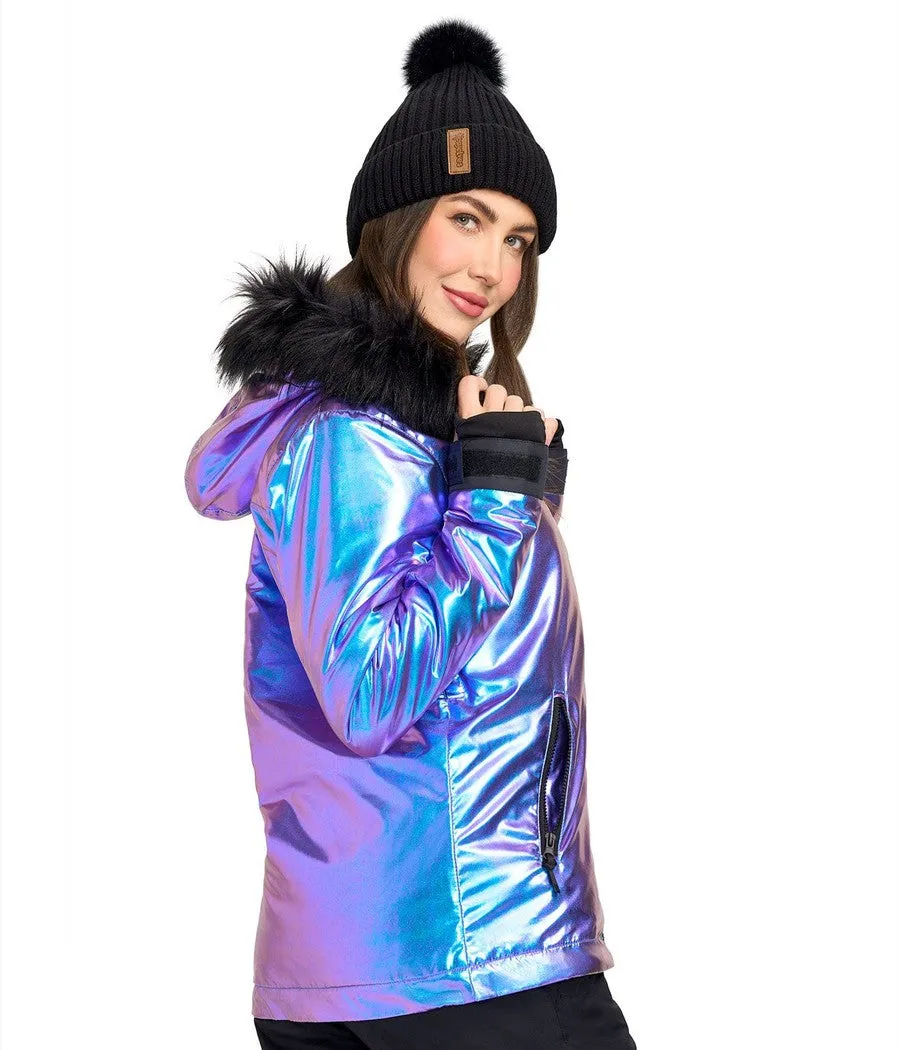 Women's Iridescent Iris Snowboard Jacket sold by Tipsy Elves product image thumbnail 4