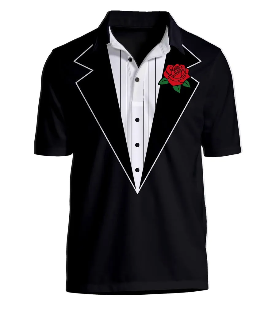 Men's Tuxedo Golf Polo sold by Tipsy Elves