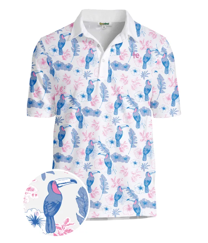 Men's Toucan Tango Polo Shirt made by Tipsy Elves