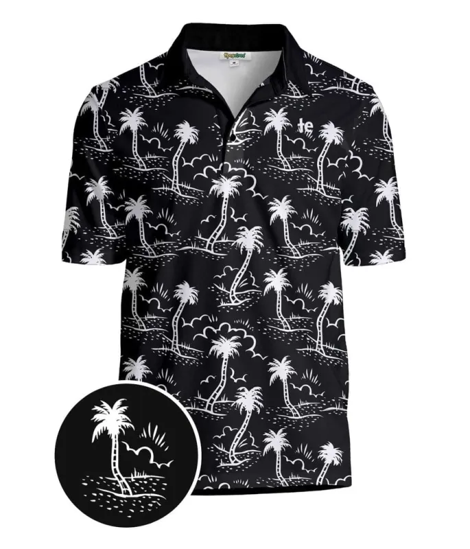 Men's Monochrome Moonlight Polo Shirt made by Tipsy Elves