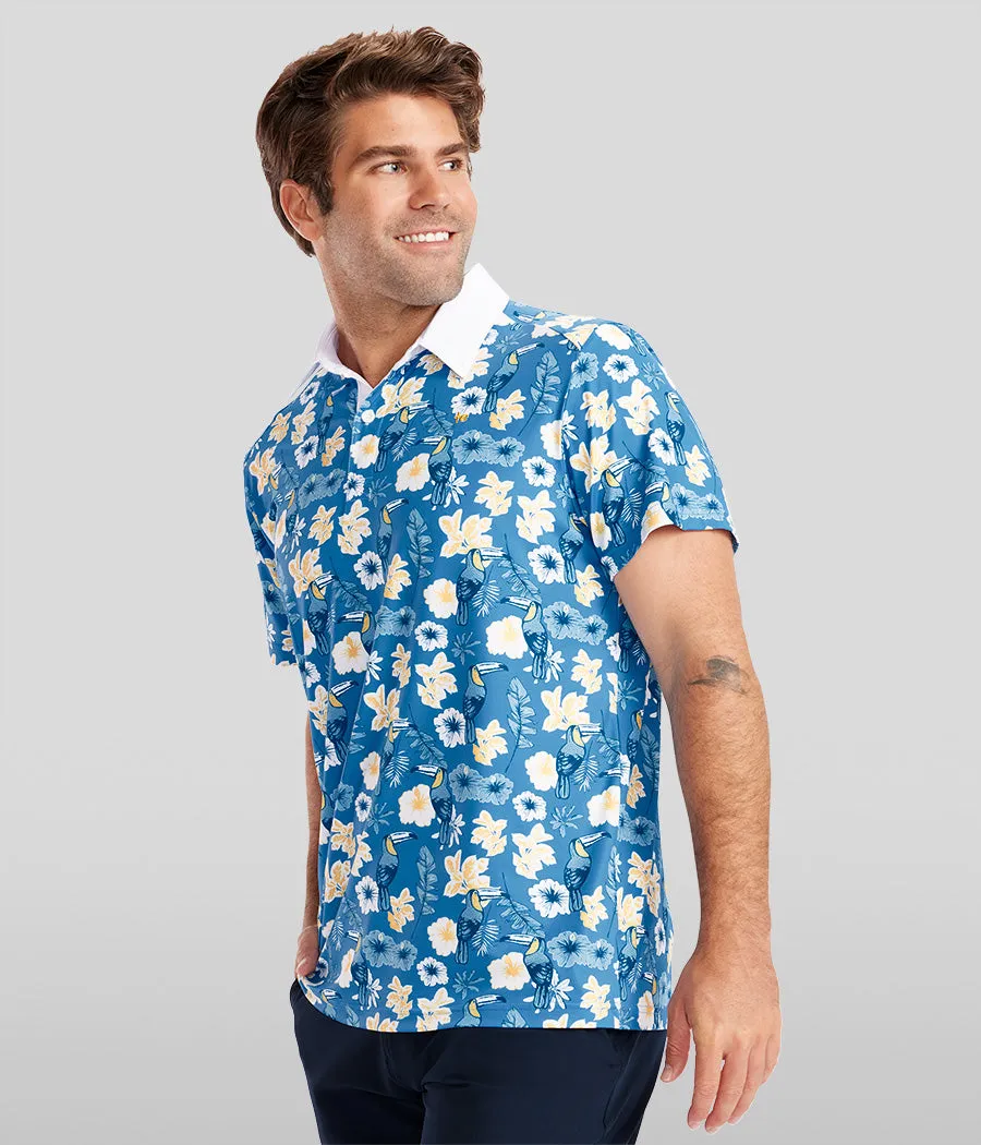Men's Blue Botanics Polo Shirt sold by Tipsy Elves product image thumbnail 5