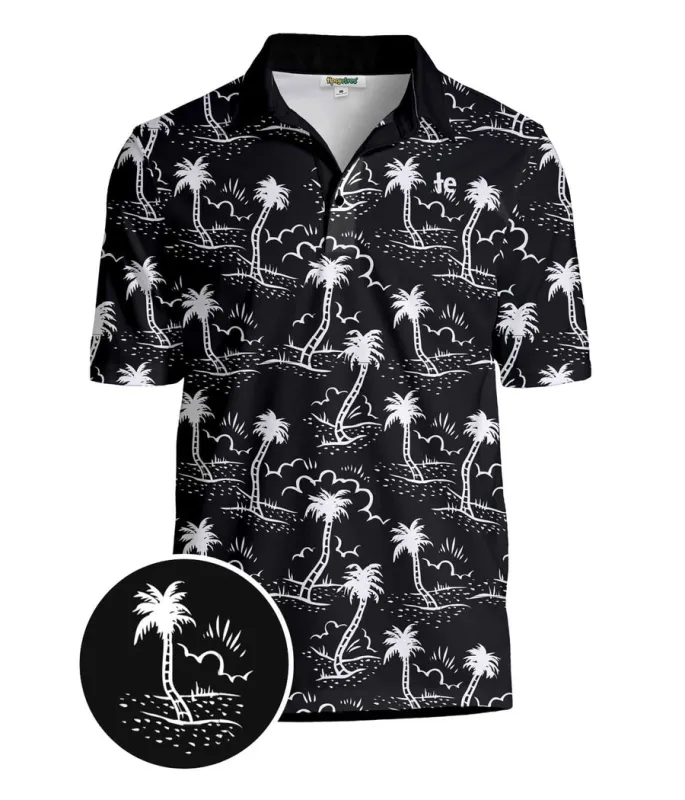 Men's Monochrome Moonlight Disc Golf Polo made by Tipsy Elves
