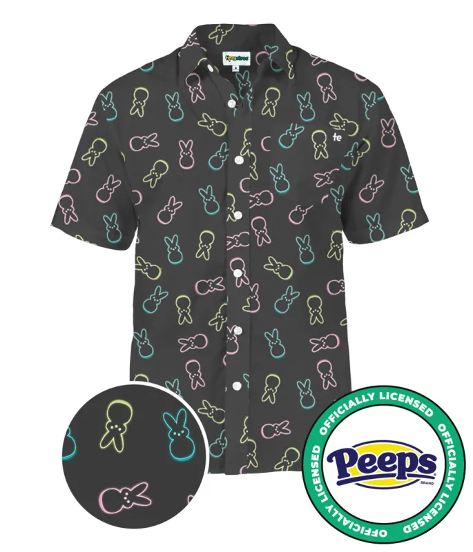 Men's PEEPS® Neon Bunnies Button Down Shirt made by Tipsy Elves