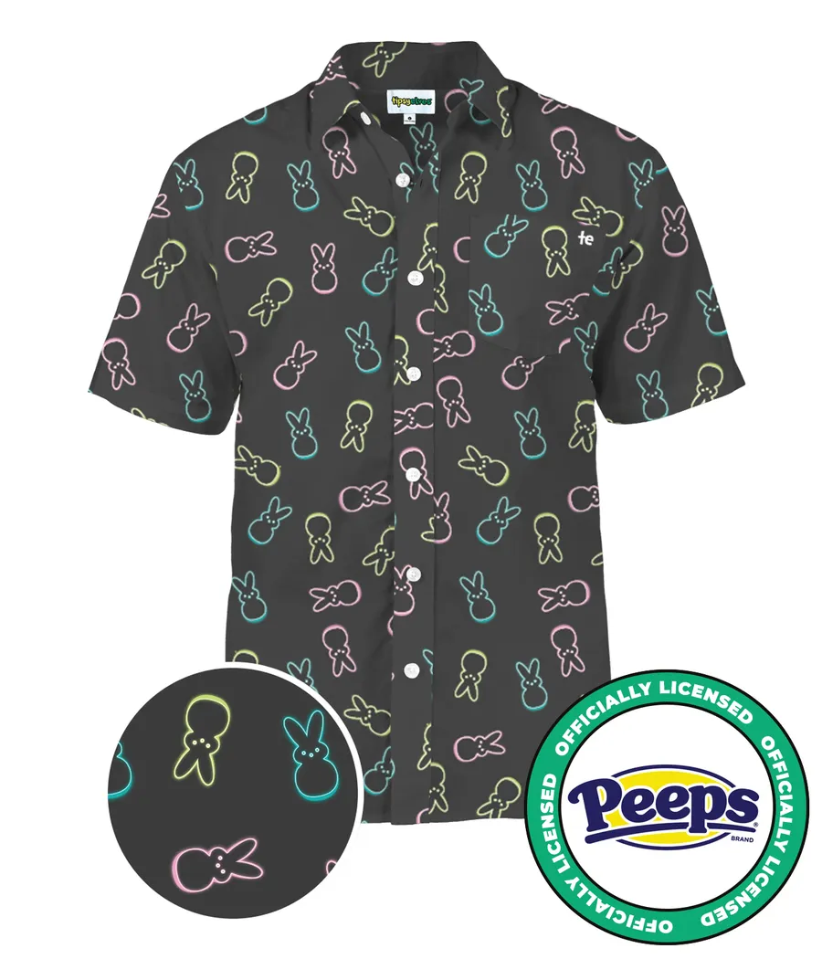 Men's PEEPS® Neon Bunnies Button Down Shirt sold by Tipsy Elves