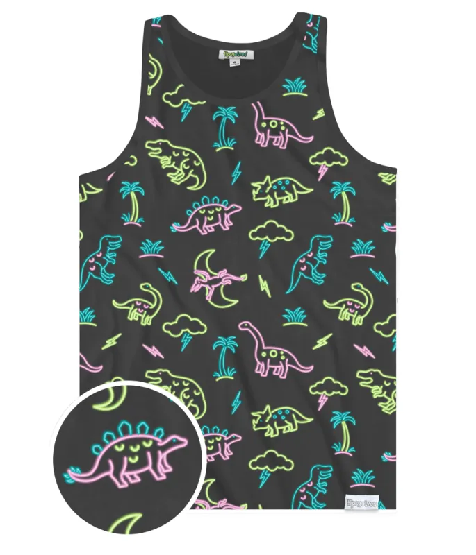 Men's Neon Dinosaur Tank Top made by Tipsy Elves
