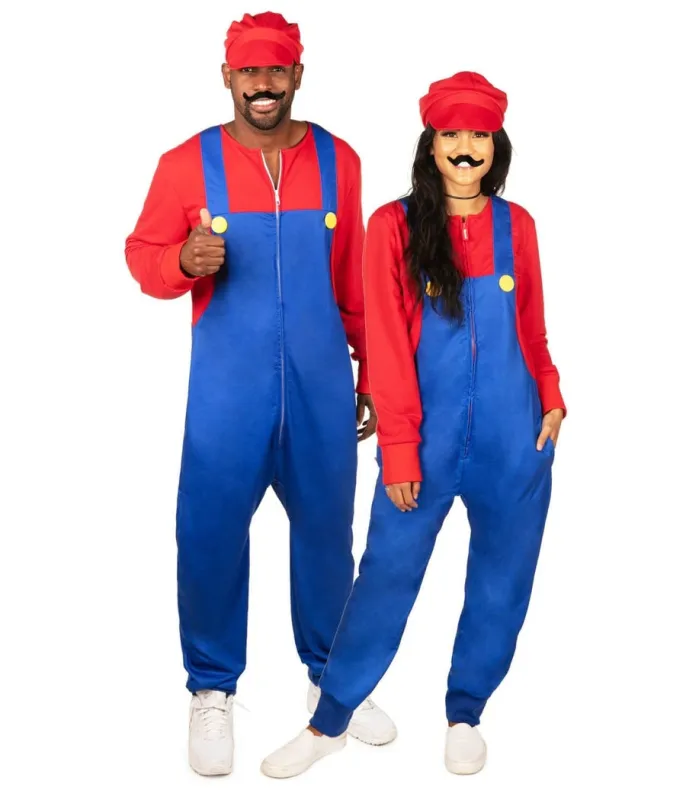 Matching Super Plumber Couples Costumes sold by Tipsy Elves