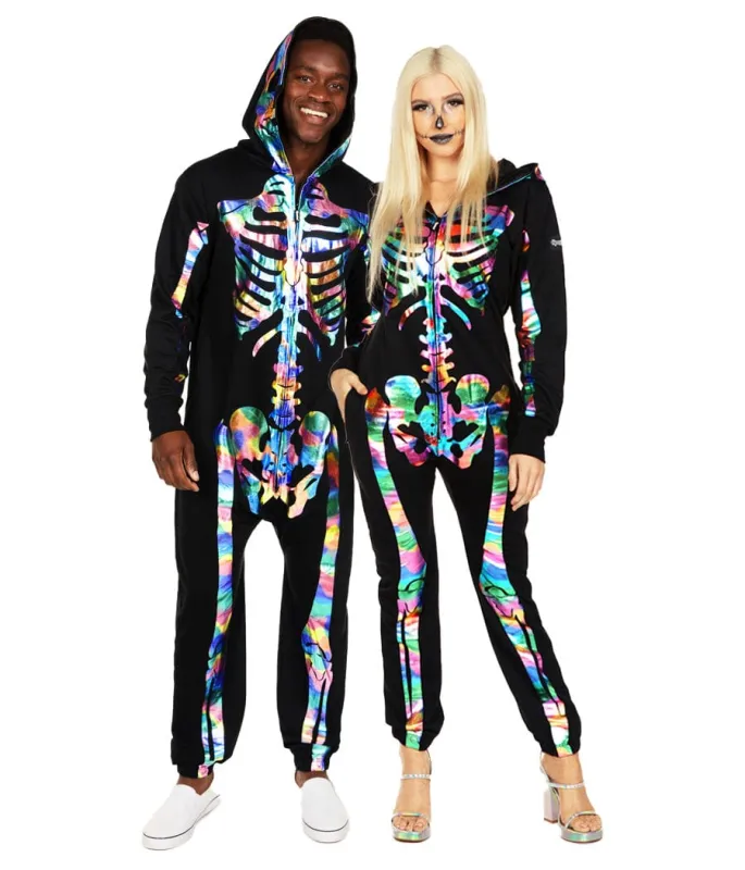 Iridescent Skeleton Couples Costumes sold by Tipsy Elves