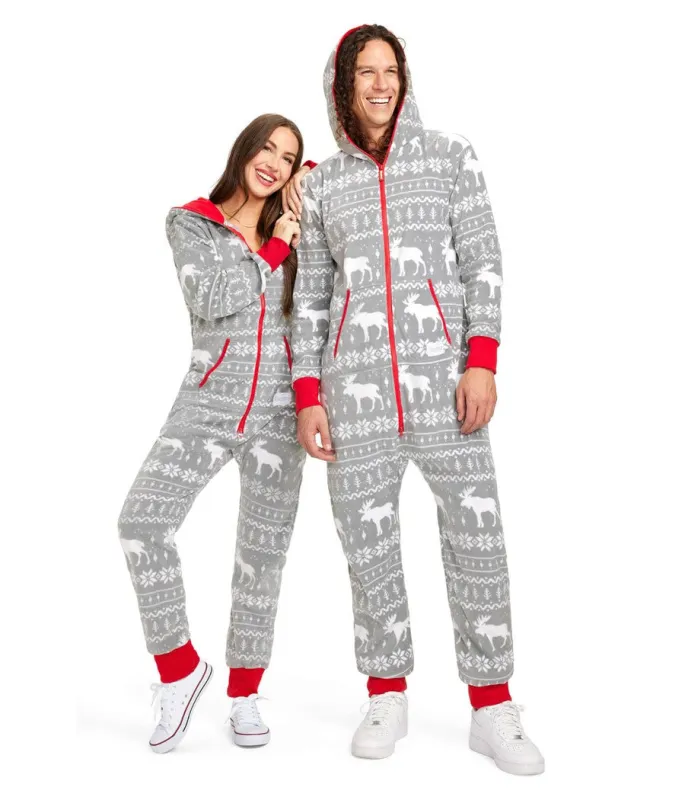Matching Grey Moose Couples Jumpsuits sold by Tipsy Elves