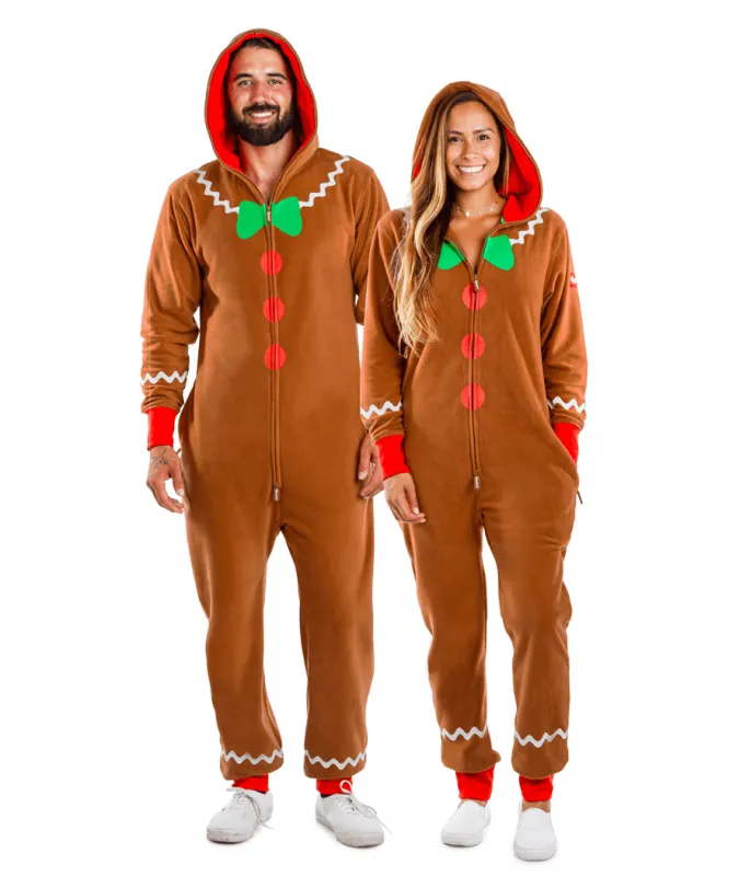 Matching Gingerbread Couples Jumpsuits sold by Tipsy Elves