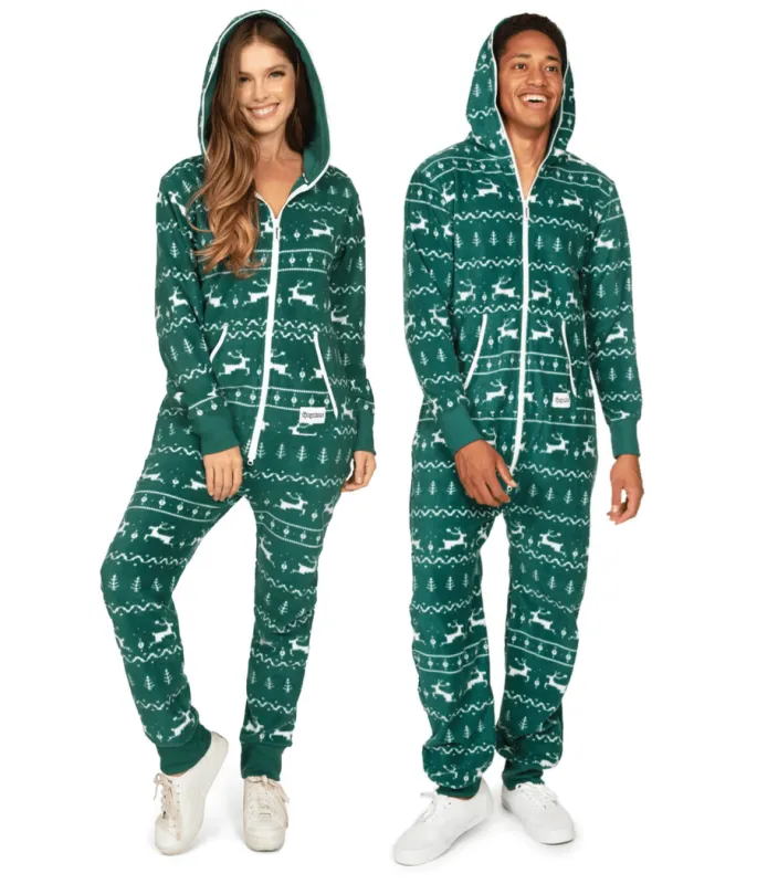Matching Green Fair Isle Couples Jumpsuits sold by Tipsy Elves