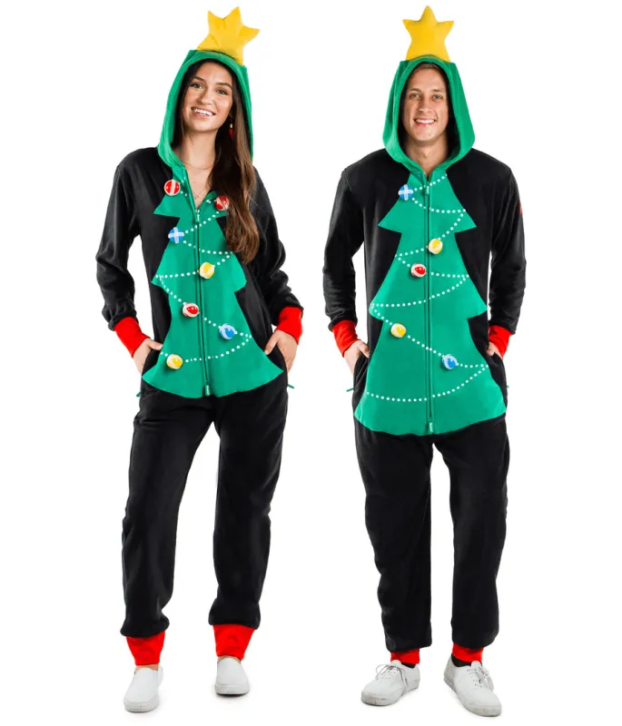 Matching Christmas Tree Toss Game Couples Jumpsuits sold by Tipsy Elves