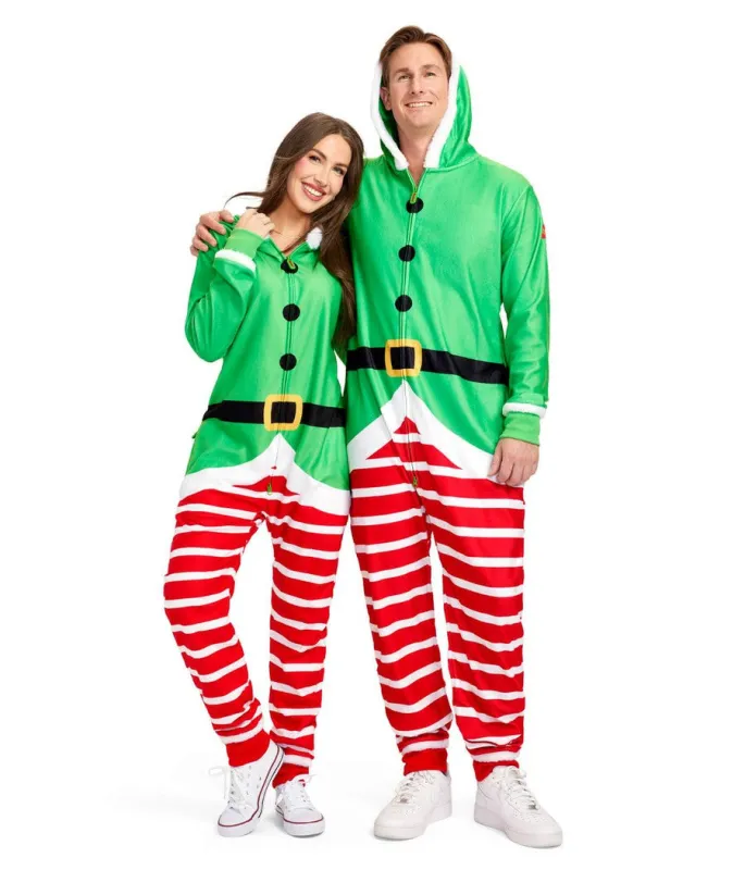 Matching Elf Couples Jumpsuits sold by Tipsy Elves