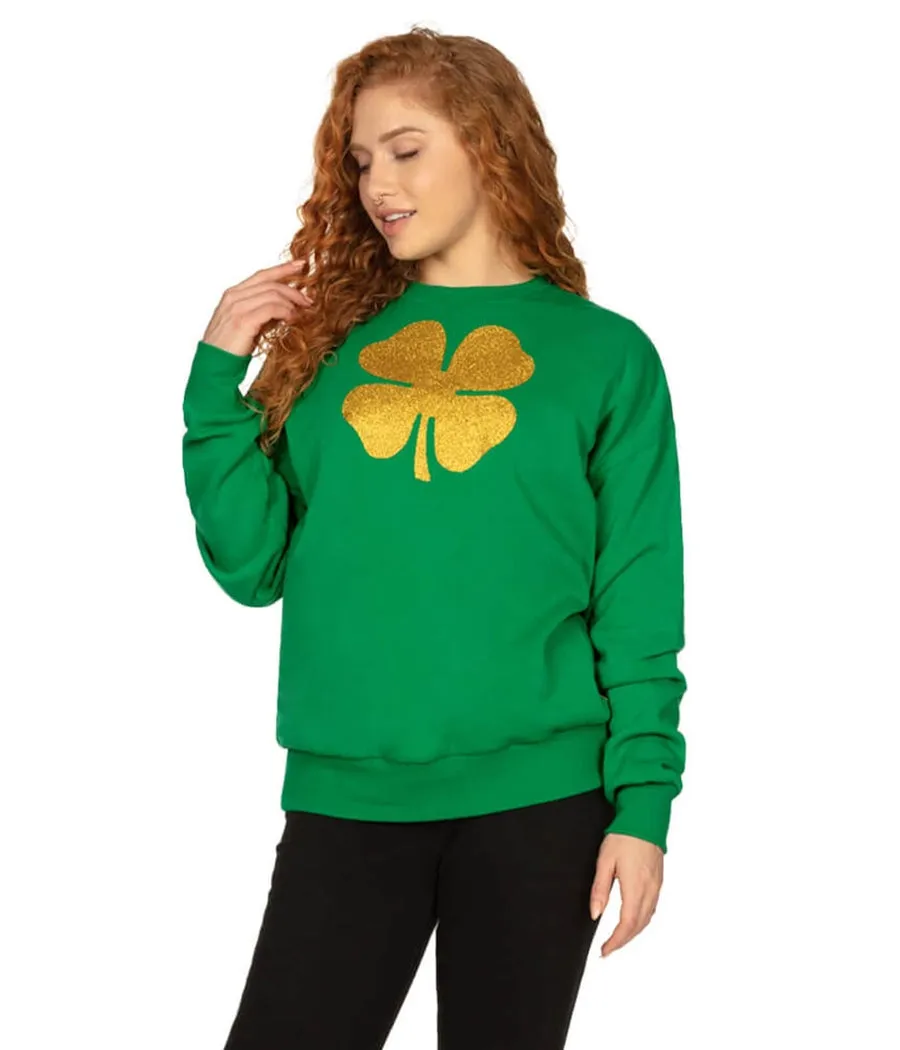 Women's Glitter Clover Crewneck Sweatshirt sold by Tipsy Elves product image thumbnail 2